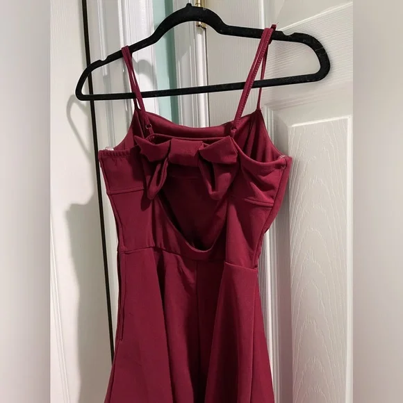 trixxi red dress Trixxi Red Wine Flutter Ruffle Dress Junior size 15 Stylish Open Back Nylon Mix